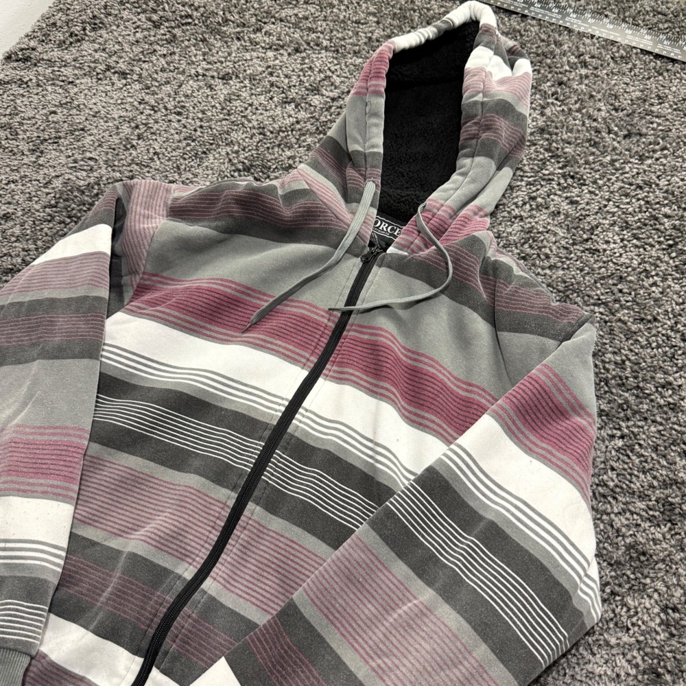 Comfy Force Clothing Co Zip Up Hoodie Mens Grey Excellent Sherpa Lined L